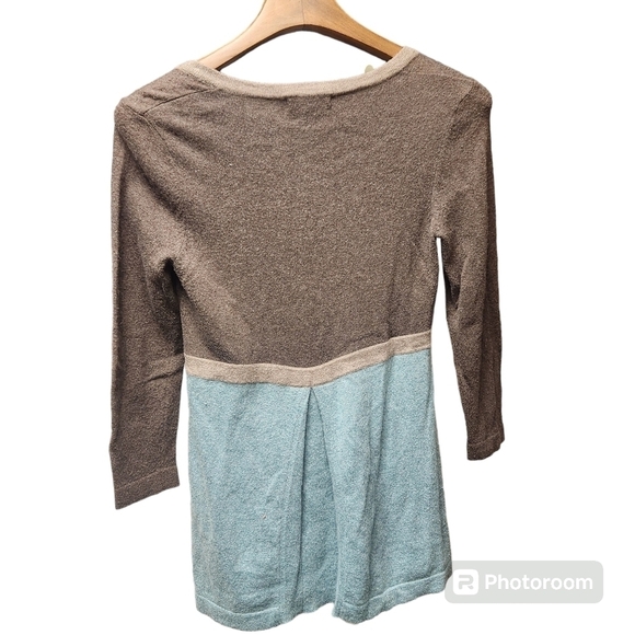 Boden Wool Blend Tunic Sweater Aqua Brown Sz. M - Picture 2 of 8